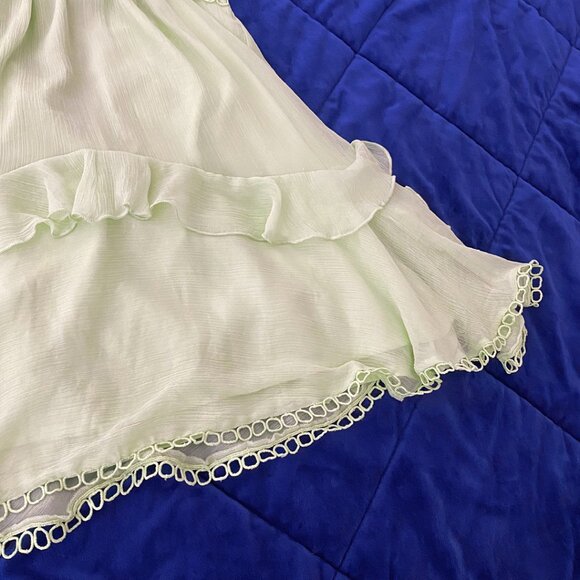 ASOS Sage Green Cami Halterneck Cutout Mini Dress with Eyelete Lace Circle Trim - Picture 5 of 6